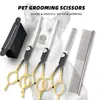 Set de tijeras profesionales para el aseo de mascotas, suministros de limpieza, herramientas de corte de pelo específicas para mascotas para gatos y perros, degradado negro y dorado