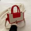 Bolsa Quadrada Pequena com Costura em Contraste de Design de Nicho para Mulheres 2024 Novo Estilo Textura Simples Bolsa Transversal Bolsa de Ombro Fashion