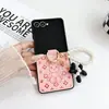 Oso Lindo y de Lujo Adecuado para Samsung Zflip5 Funda Protectora para Teléfono Móvil con Colgante Flip3 Arriba y Abajo Plegable Modelo Caliente