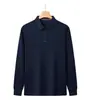 Camisa Polo de Manga Larga con Cuello Bordado de Terciopelo de Hilo Doble de 40 Hilos, 230g, Amigable con la Piel, Nueva Temporada Primavera/Verano, Casual de Negocios, Alta Calidad