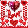Confesión de Propuesta de San Valentín Globo Amor Rojo Amor Unido Corazón Abanico de Papel Pétalo de Rosa Paquete de Globos