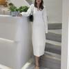 Vestido interior de punto para mujer con abrigo estilo francés Chanel, vestido de suéter ajustado con cuello en V blanco, otoño e invierno