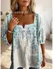 Novo top sem alças estampado com botões transpassado para uso transfronteiriço, elegante e estiloso para o trabalho, camisa casual de manga curta com decote quadrado, única e moderna para mulheres