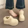 Botas de Nieve Gruesas Forradas de Borrego Peludo Engrosadas para Mujer 2026 Invierno Nuevas Slip-on Versátiles Birkenstock Zapatos Cálidos de Algodón