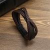 Pulsera de cuero tejida a mano personalizada transfronteriza de Amazon multicapa con forma de X de moda para hombre acero de titanio