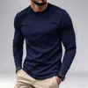 Camiseta Casual Holgada de Manga Larga con Cuello Redondo para Hombre Transpirable Ligeramente Elástica Top Cómodo para Verano Uso Diario Deportes y Salir