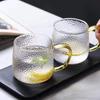 Caneca de Café, Xícara de Chá, Copo para Bebida Láctea em Vidro Borossilicato Resistente ao Calor, Padrão Martelado, Vidro de Borossilicato Alto
