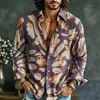 Camisa de Manga Larga Casual con Estampado Floral Artístico de Nuevo Estilo Transfronteriza con Impresión Digital 3D, Hecha a Medida, Pedido Mínimo Una Pieza