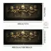Banner de Garaje de Halloween Decoración de Puerta Tela Colgante Calabaza de Terror Bruja Calavera Fondo de Fiesta Transfronterizo En Stock Fábrica