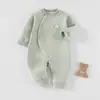 Mono para bebé recién nacido, tres capas cálido para otoño e invierno, ropa de algodón puro, mono para bebé recién nacido con cuello diagonal y mangas largas