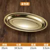 Prato oval de aço inoxidável estilo coreano em formato de ovo para uso doméstico prato especial para peixe cozido no vapor prato dourado para churrasco prato de pó de linguiça prato longo