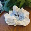 Corea Scrunchie Súper Grande para Intestino Estampado Floral Tocados de Alta Gama Accesorios para el Cabello Doble Capa Goma para el Cabello con Borde de Encaje
