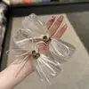Moderna Liga para el Cabello Blanca de Malla con Lazo para Mujer, Súper de Ensueño, Suave y Versátil, Elegante y Juvenil Banda para Cola de Caballo