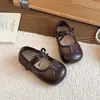 Sandálias Fechadas com Laço de Rede para Meninas, Estilo Novo Primavera/Verão 2026, Sapatos de Couro Macio para Bebês e Crianças Pequenas, Sapatos Elegantes de Princesa