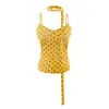 Camisola de Estampado de Lunares con Cuello en V para Mujer, Diseño de Verano, Estilo de Nicho, Corte Ajustado, Ropa Interior Sexy, Top Corto