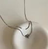 Corrente Osso de Cobra Aço Titânio Estilo Cool Ins Colar Coração Design Nicho Feminino Corrente de Clavícula Dupla Camada Colar Elegante