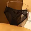 Calcinha de Renda Preta Sexy de Cintura Baixa para Mulheres, Calcinha de Algodão com Forro Sem Costura, Tanga de Renda para Mulheres
