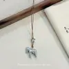 Collar con Colgante de Caballo Plateado Estilo Coreano para Mujer, Cadena Larga de Suéter de Nicho de Alta Gama, Accesorio Versátil para el Día a Día