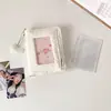 Álbum de Tarjetas de Hojas Sueltas Estilo Coreano con Estrella Láser y Cremallera para Niñas, Libro de Almacenamiento de Tarjetas de Ídolos, Bolsa de Almacenamiento para Planificador Estudiantil