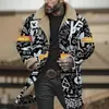 Chaqueta Larga de Algodón Marrón con Botones Blancos, Producto Nuevo Digital de Impresión 3D Multicolor Transfronterizo Europeo y Americano