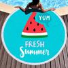 Suministro Directo Transfronterizo Toalla de Playa Redonda Estampada Chal con Borlas Impresión Digital 3D Patrón de Frutas Tapete de Almuerzo para Exterior