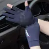 En Stock Nuevos Guantes de Seda Helada Finos Antideslizantes de Medio Dedo para Mujer, Diseño de Dos Dedos Expuestos, Guantes para Hombre para Reparto y Servicio de Comida