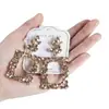 Pendientes de Joyería Europeos y Americanos de Personalidad Transfronteriza con Diamantes Completos Pendientes Creativos de Diamante Cuadrado Pendientes Exagerados de Boda Pendientes Grandes para Mujer
