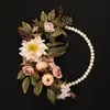 Guirnalda Decorativa de Flores Artificiales y Cuentas de Madera Transfronteriza Anillo de Cuentas Maria para Ventana de Sala de Estar Escandinava Pasillo de Boda Pared