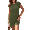 2026 Europeo y Americano transfronterizo TK Amazon más vendido simple holgado verano color liso mini vestido de mujer