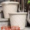 Vaso de Flores Antigo Personalizado com Padrão Romano de Resina Plástica Imitação de Pedra Flor de Lótus Estilo Europeu Vaso para Plantar Petúnia Rosa