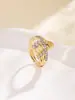 Anillo Versátil de Moda de Alta Gama con Circonita para Mujer, Lujo Ligero Simple Vintage Exquisito Anillo Abierto Cepillado