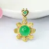 Pingente de Cabana de Ágata Verde Imperial Natural Guan Yu Colar Calcedônia Amarela Estilo Étnico Atacado Dropshipping S3110605