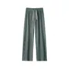 Pantalones Casuales de Verano para Hombre de Seda de Hielo Fina con Textura Plisada Tridimensional Plana de Fondo Blanco Pantalones Deportivos Rectos Kz044P50