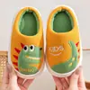 Pantuflas de Algodón para Niños para Otoño e Invierno, Diseño de Dinosaurio de Dibujos Animados, Zapatos Antideslizantes de Interior para el Hogar para Niños Pequeños y Niños