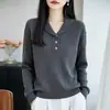 Suéter de Punto Fino con Cuello Semiabierto, Manga Larga, Color Sólido, Patrón Retorcido, Camisa Base Superior, Nuevo Otoño/Invierno 2026