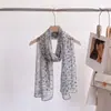 Nuevo pañuelo fino de seda con estampado floral pequeño 50*160, pañuelo largo de georgette estampado para mujer, protector solar, transpirable, versátil, pañuelo de viaje
