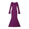 Estilo Francês Levemente Maduro Elegante Estilo Franjas Decote em V Manga Longa Cauda de Peixe Vestido Longo Feminino 2023 Primavera e Verão Slim-Fit Vestido Tubinho