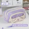 Estojo Creme, Grande Capacidade, Estojo de Papelaria de Alta Qualidade, Estojo Simples para Estudantes do Ensino Fundamental, Bolsa de Armazenamento de Papelaria Estilo Ins