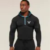 Ropa Deportiva para Hombre con Media Cremallera, Capucha, Ajustada, Dos Tonos, Bloques de Color, Transpirable, Secado Rápido, Corte Delgado, Elástica, para Entrenamiento Físico