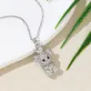 Colar de Urso de Alto Padrão Não Desbota para Mulheres, Aço Titânio Banhado a Ouro Cobre Zircônia Microcravejada, Corrente de Clavícula Estilo Fresco, Fofo e Doce