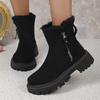 Zapatos de algodón acolchados con forro polar de talla grande transfronterizos para mujer 2024 invierno nuevos estilo europeo y americano de punta redonda suela gruesa botas Martin al por mayor