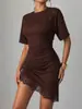 M26D607-2026 Verano transfronterizo europeo y americano nuevo vestido corto ajustado con empalme de encaje para mujer