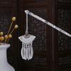 Nuevo Estilo Chino Plata Miao Geométrico Hueco Pasador de Pelo con Borla de Escalón Retro Borla de Pavo Real Antiguo Accesorios para el Cabello Cheongsam Hanfu