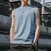 Nuevo chaleco sin mangas para hombre, camiseta casual de color liso, suéter con capucha, camiseta con cordones, sudadera hip-hop para hombre
