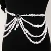 Corrente de Cintura com Franja de Concha CrossPearl Estilo Boêmio Pingente de Concha Decoração de Cintura Multicamadas Combinação para Roupas Femininas
