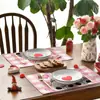 Manteles de Temu Amazon para el Día de San Valentín Transfronterizos Son Adecuados para la Decoración de la Atmósfera de Fiesta en la Cocina