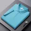 Camisa Polo Masculina Manga Curta Slim Fit Cor Sólida Elegante Pesada Retro Verão 2025 Manga Curta Lel Camiseta Top Tendência