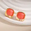 Brincos quadrados de resina retrô franceses da moda, simples, estilosos, frescos, doces e únicos, brincos no atacado