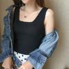 Camisola tipo chaleco para mujer, ropa exterior de verano, de punto interior, de corte ajustado, camisa informal con cuello cuadrado, sin mangas para niña