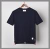 2113-4 Marca da Moda Tb Camiseta de Tricô de Algodão Puro com Gola Redonda e Tira nas Costas para Verão, Simples Casual Versátil de Manga Curta para Casais